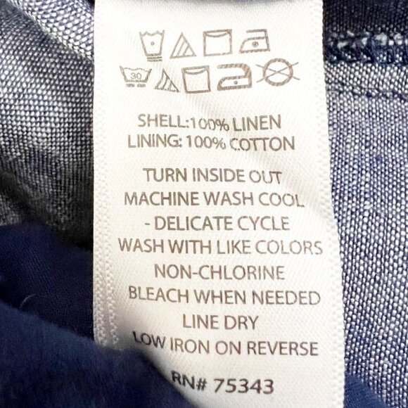 St. Tropez West Jumpsuit Women's 12 Blue Chambray 100% Linen Wide Leg Belted - Picture 7 of 16